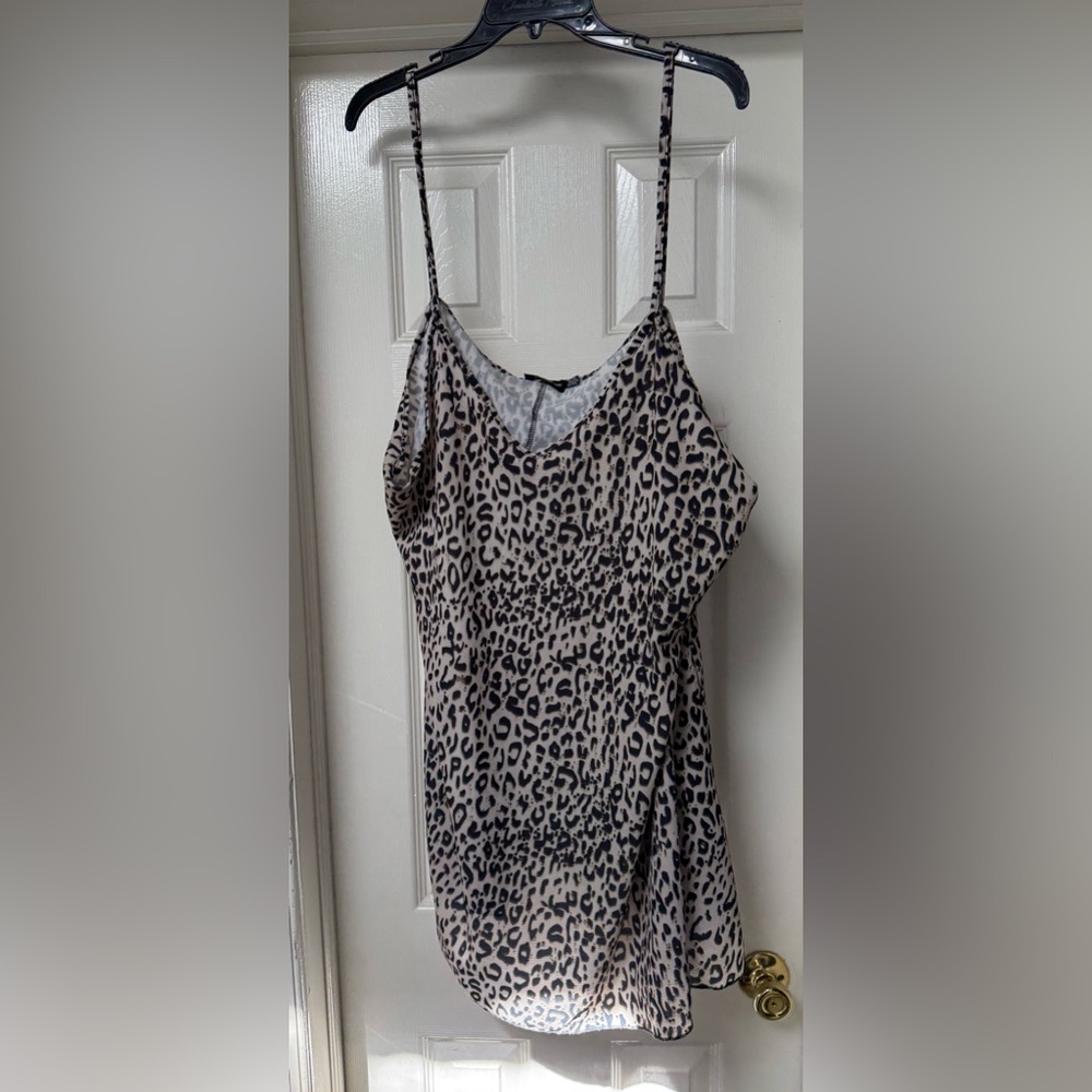 PrettyLittleThing Animal Print Slip Dress, size 22